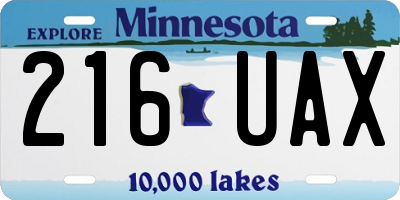 MN license plate 216UAX