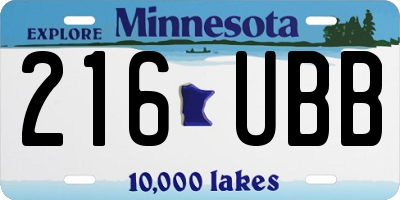 MN license plate 216UBB