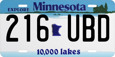 MN license plate 216UBD