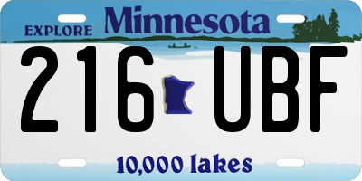 MN license plate 216UBF