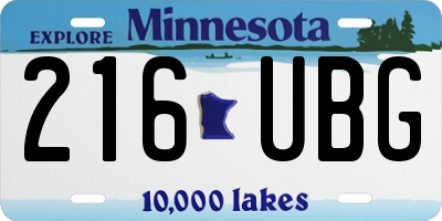 MN license plate 216UBG