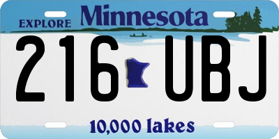 MN license plate 216UBJ