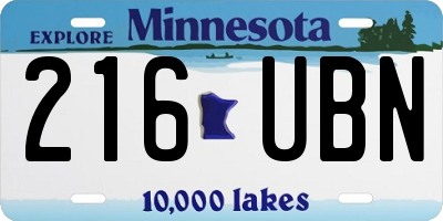 MN license plate 216UBN
