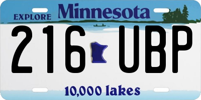 MN license plate 216UBP