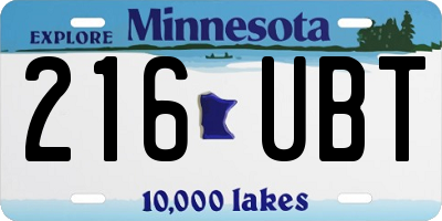 MN license plate 216UBT