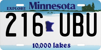 MN license plate 216UBU
