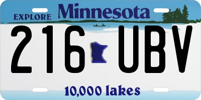 MN license plate 216UBV