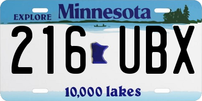 MN license plate 216UBX