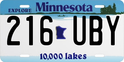 MN license plate 216UBY