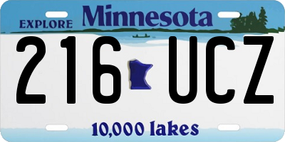 MN license plate 216UCZ