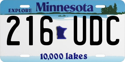 MN license plate 216UDC