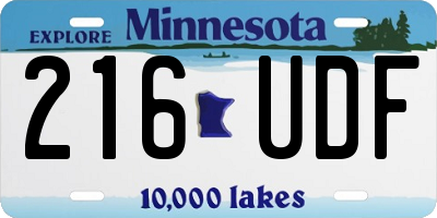 MN license plate 216UDF