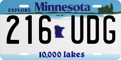 MN license plate 216UDG