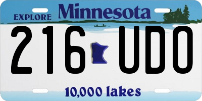 MN license plate 216UDO