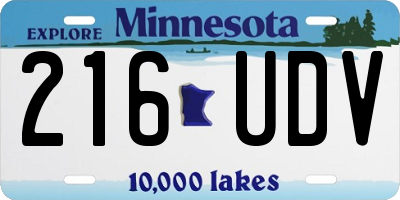 MN license plate 216UDV