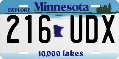 MN license plate 216UDX