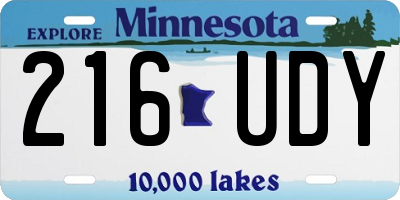MN license plate 216UDY