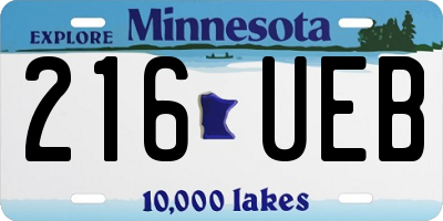 MN license plate 216UEB