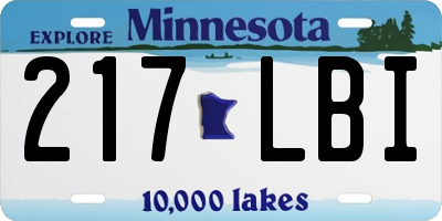 MN license plate 217LBI