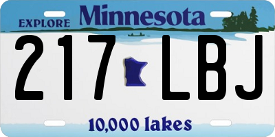 MN license plate 217LBJ
