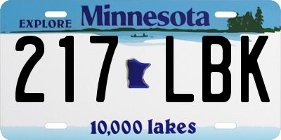 MN license plate 217LBK