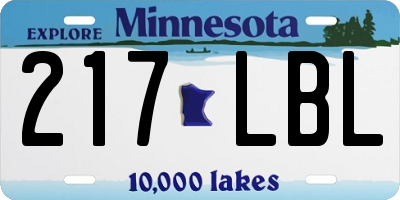 MN license plate 217LBL