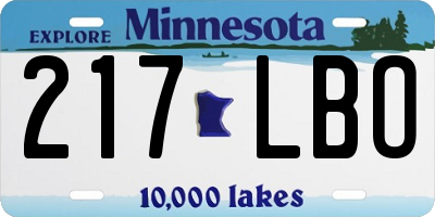 MN license plate 217LBO