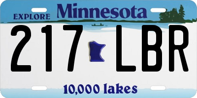 MN license plate 217LBR