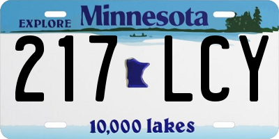 MN license plate 217LCY