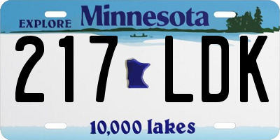 MN license plate 217LDK