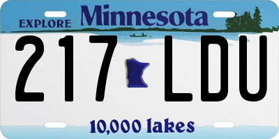 MN license plate 217LDU