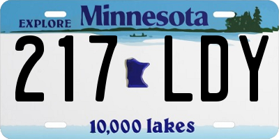 MN license plate 217LDY