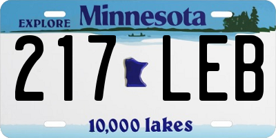 MN license plate 217LEB