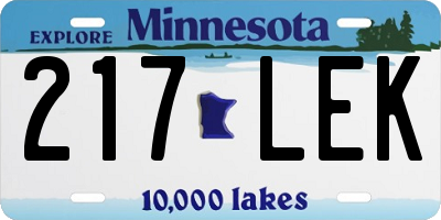 MN license plate 217LEK