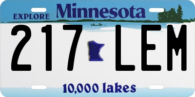 MN license plate 217LEM