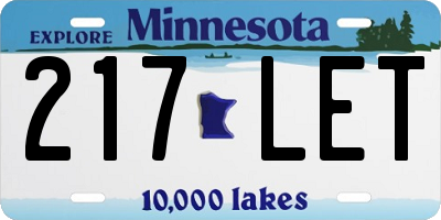 MN license plate 217LET