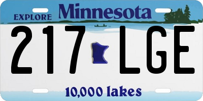MN license plate 217LGE