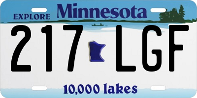 MN license plate 217LGF
