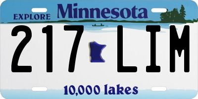 MN license plate 217LIM