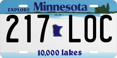 MN license plate 217LOC