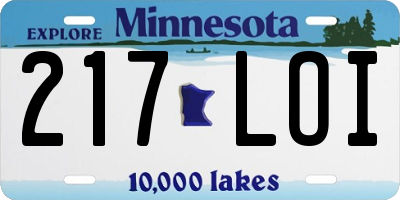 MN license plate 217LOI