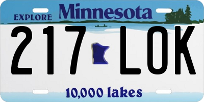 MN license plate 217LOK