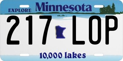 MN license plate 217LOP