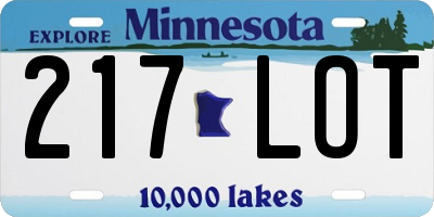 MN license plate 217LOT