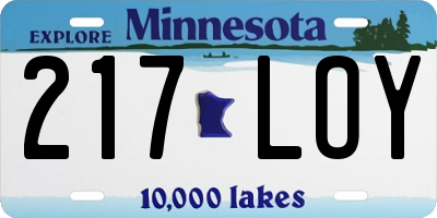 MN license plate 217LOY
