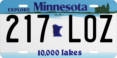 MN license plate 217LOZ