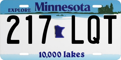 MN license plate 217LQT