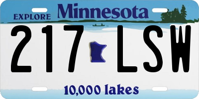 MN license plate 217LSW