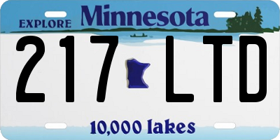MN license plate 217LTD