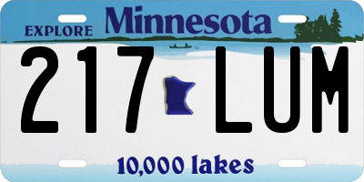 MN license plate 217LUM